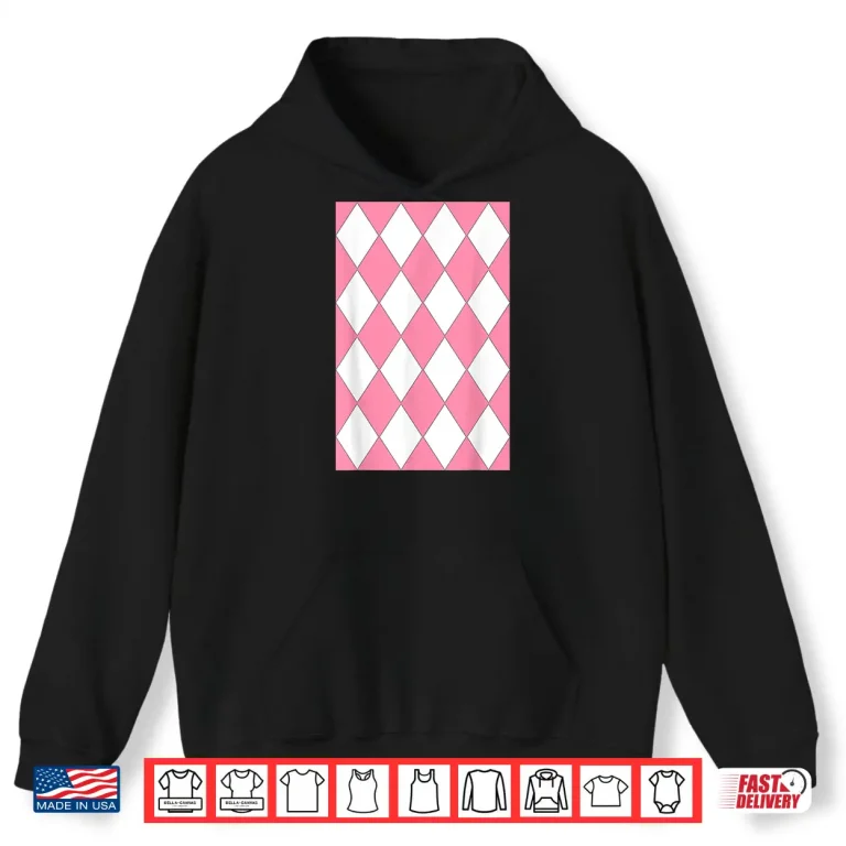 Hoodie Geometric Large Harlequin Pattern Baker Miller Pink White Shirt