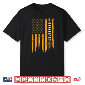 Beekeeping American Flag Honeycomb Honey Bees Beekeeper Shirt