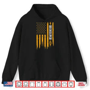 Hoodie Beekeeping American Flag Honeycomb Honey Bees Beekeeper Shirt