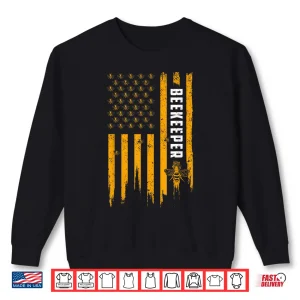 Sweatshirt Beekeeping American Flag Honeycomb Honey Bees Beekeeper Shirt