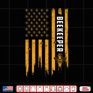 Design Beekeeping American Flag Honeycomb Honey Bees Beekeeper Shirt
