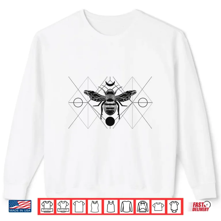 Sweatshirt Bee Geometric Art Pattern Insect Tattoo Beekeeper Gift Shirt