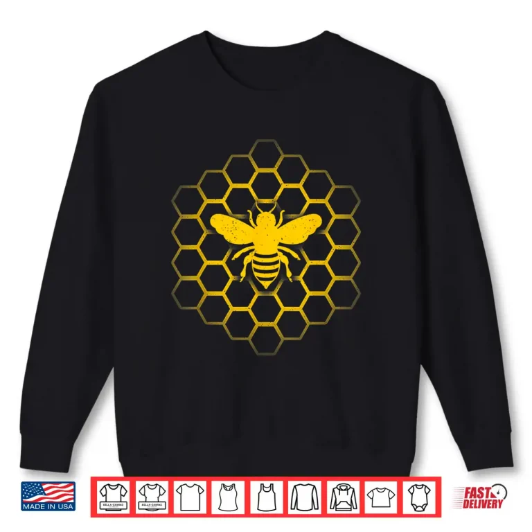 Sweatshirt Bee Art Beekeeper Honey Beekeeping Honeycomb Shirt