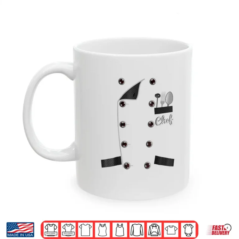 Mug Uniform Jacket Faux Cooking Chef Shirt