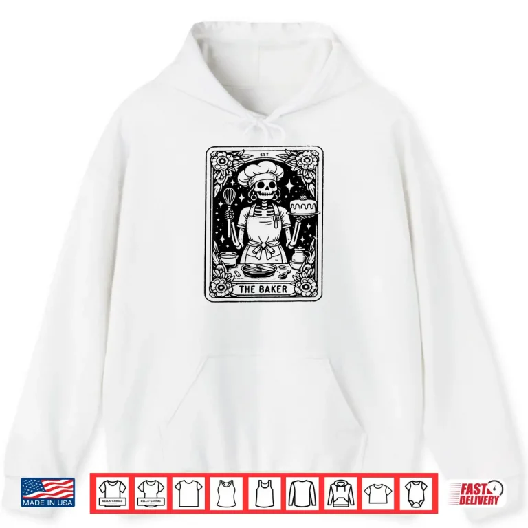 Hoodie The Baker Tarot Card Skeleton Baking Skull Witchy Chef Shirt