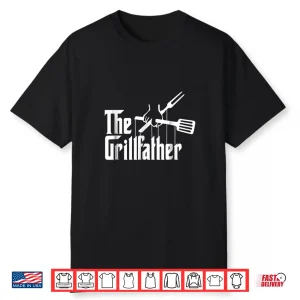 The Grillfather Bbq Grill  Smoker Barbecue Chef Shirt
