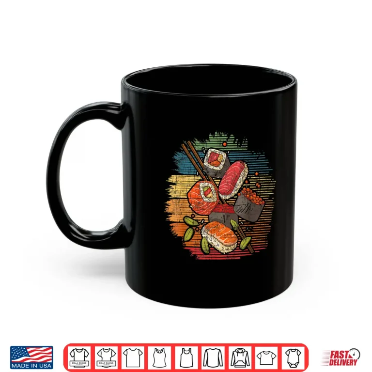 Mug Sushi Retro Art Japan Japanese Food Lover Cuisine Chef Shirt