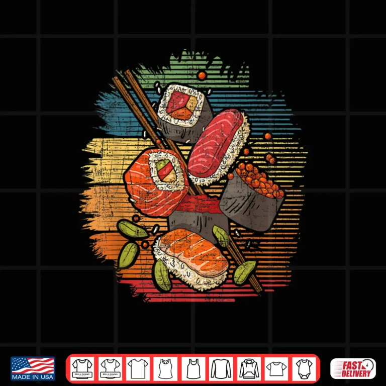 Design Sushi Retro Art Japan Japanese Food Lover Cuisine Chef Shirt