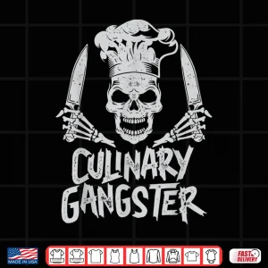 Design Culinary Cook Skull Cooking Knife Chef Shirt