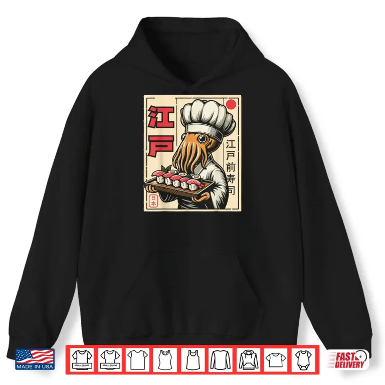 Hoodie Octopus Sushi Japanese Anime Kawaii Chef Shirt