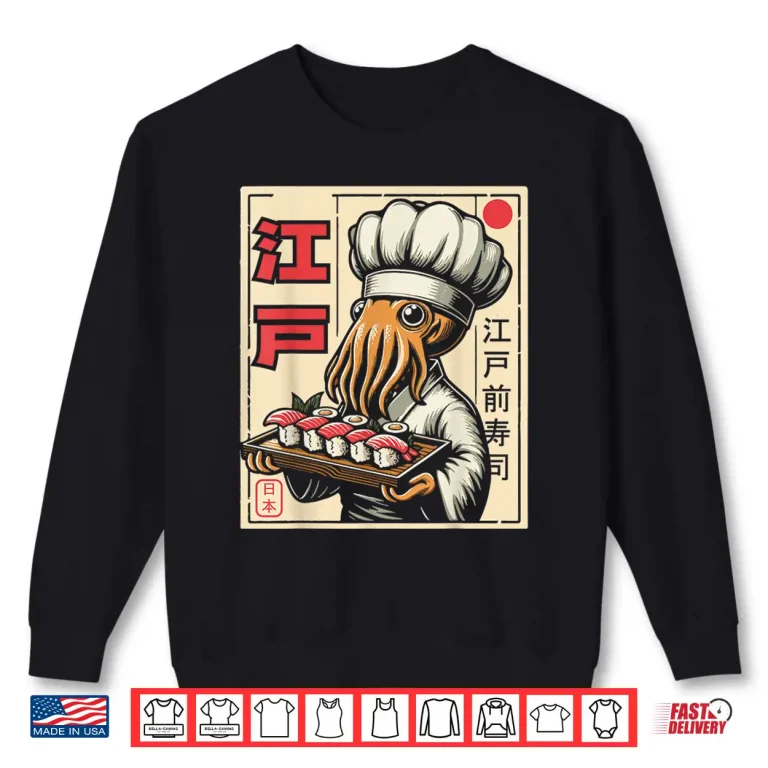 Sweatshirt Octopus Sushi Japanese Anime Kawaii Chef Shirt