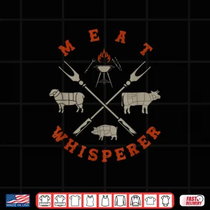 Design Smoked BBQ Grilling Meat Smoking Meat Whisperer Barbecue Shirt