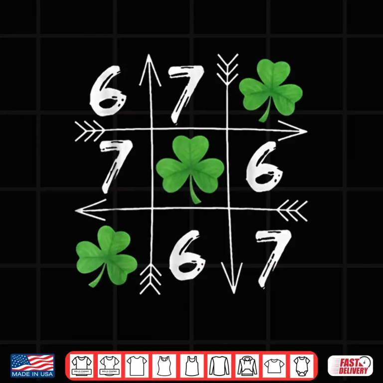 design six seven 67 meme 6 7 st patricks day shamrock shirt