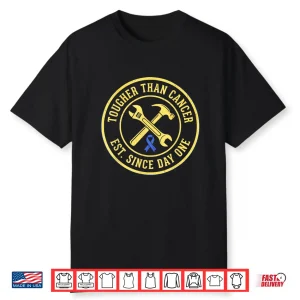 Tougher Than Cancer Blue Ribbon Mechanic Shirt Shirt