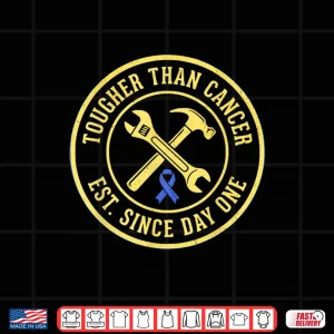 Design Tougher Than Cancer Blue Ribbon Mechanic Shirt Shirt