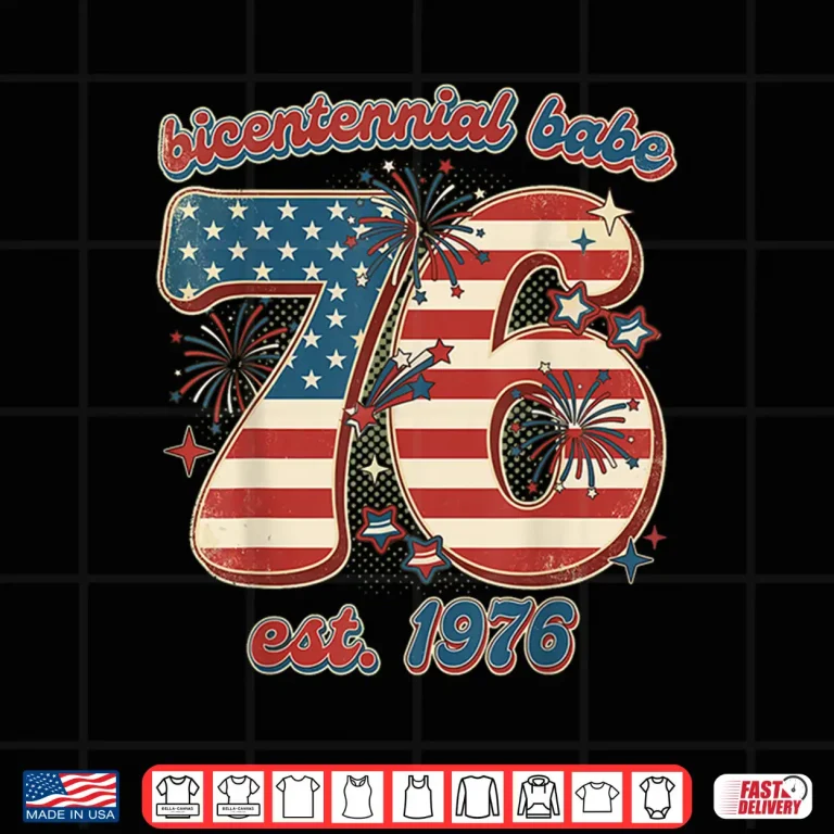 Design Bicentennial Babe 50th Birthday Vintage 1976 Flag Shirt
