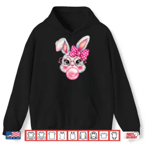 Hoodie Girls Easter Cute Bunny Face Coquette Bow Kids Shirt