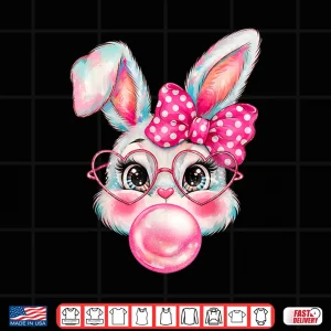 Design Girls Easter Cute Bunny Face Coquette Bow Kids Shirt