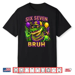 Mardi Gras Six Seven Mardigator Alligator 6 7 Kids Shirt