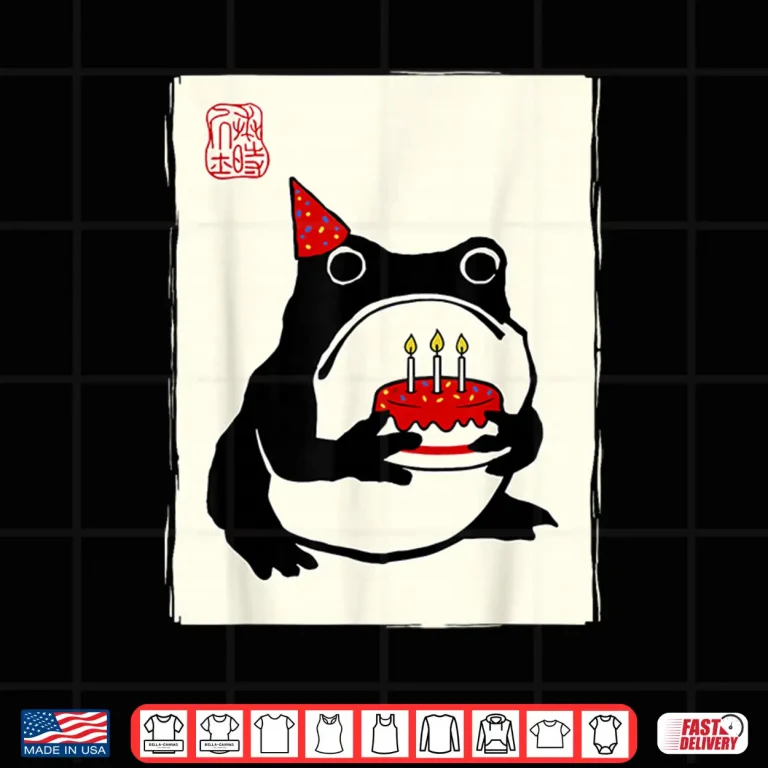 Design Japanese Kawaii 3rd Birthday Grumpy Frog Birthday Shirt