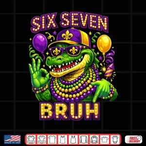 Design Mardi Gras Six Seven Mardigator Alligator 6 7 Kids Shirt