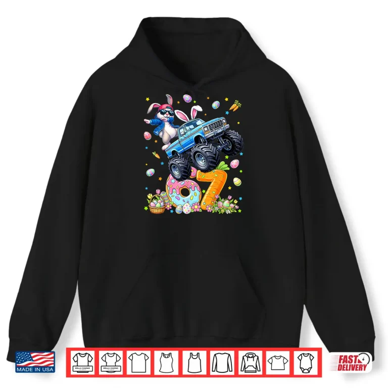 Hoodie Monster Truck Dabbing Rabbit Easter Bunny Boys Shirt