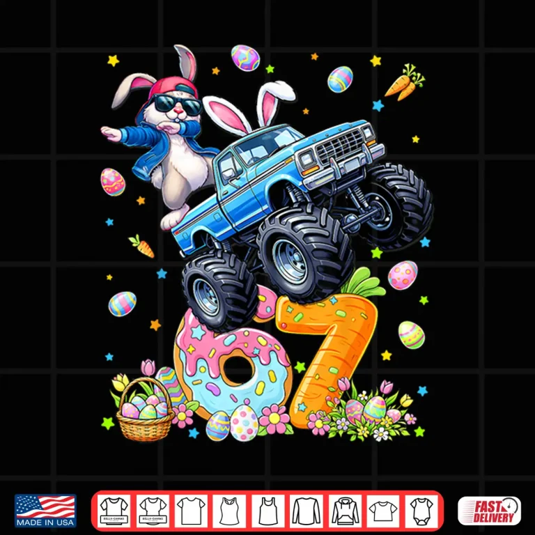 Design Monster Truck Dabbing Rabbit Easter Bunny Boys Shirt