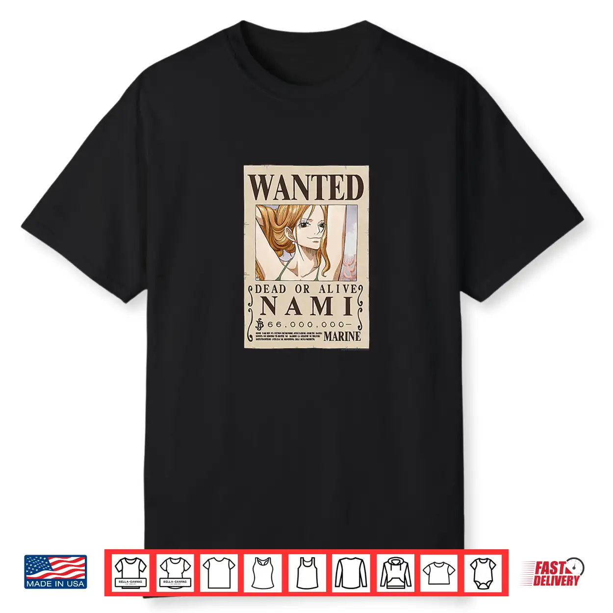 One Piece Anime Cat Burglar Nami Wanted Poster Shirt One Piece Anime Cat Burglar Nami Wanted Poster Shirt