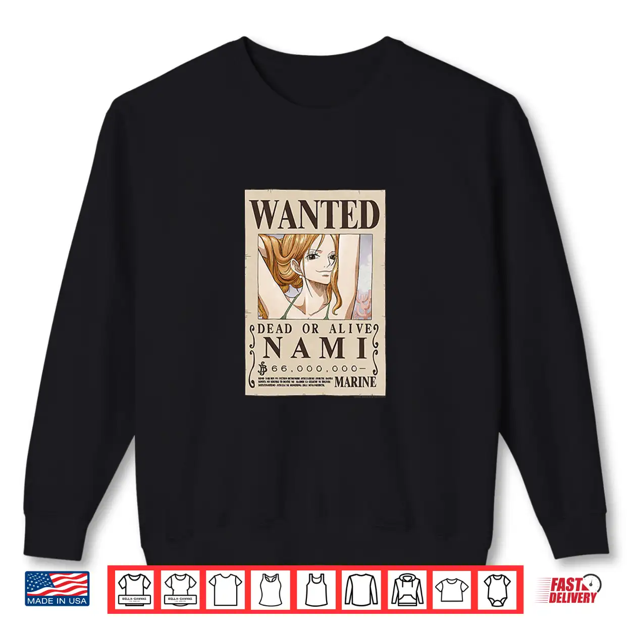 One Piece Anime Cat Burglar Nami Wanted Poster Shirt One Piece Anime Cat Burglar Nami Wanted Poster Shirt
