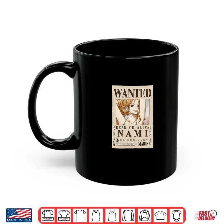 Mug One Piece Anime Cat Burglar Nami Wanted Poster Shirt