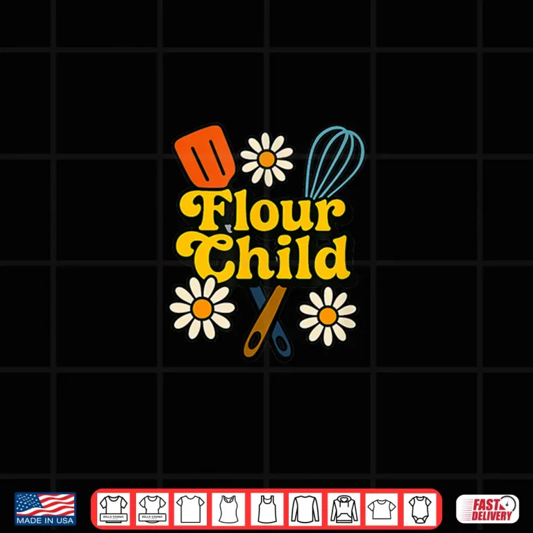 Design Flour Child Retro Baking Hippie Kitchen Groovy Baker Shirt