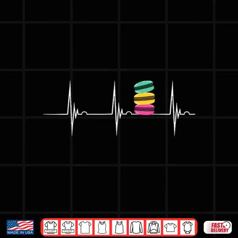 Design Macarons Heartbeat Ekg Pulse Macaron Cookie Macaron Baker Shirt