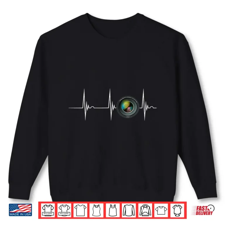 Sweatshirt Camera Lens Heartbeat EKG Pulse Photographer Shirt 3