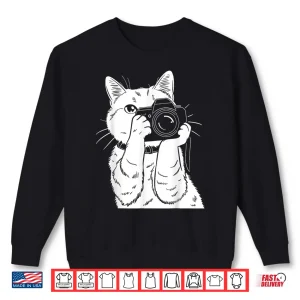 Sweatshirt Cat With Camera Photographer Cute Kawaii Photography Shirt 3
