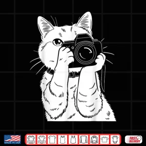 Design Cat With Camera Photographer Cute Kawaii Photography Shirt 3
