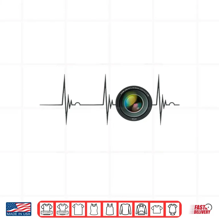Design Camera Lens Photography Photographer Heartbeat EKG Pulse Shirt