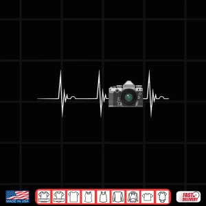 Design Photography Camera Lens Photographer Heartbeat Pulse Shirt 3