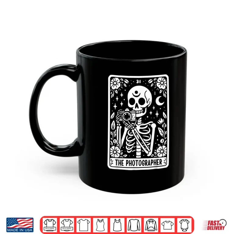 Mug The Photographer Skeleton Tarot Card Cameraman Shirt 3
