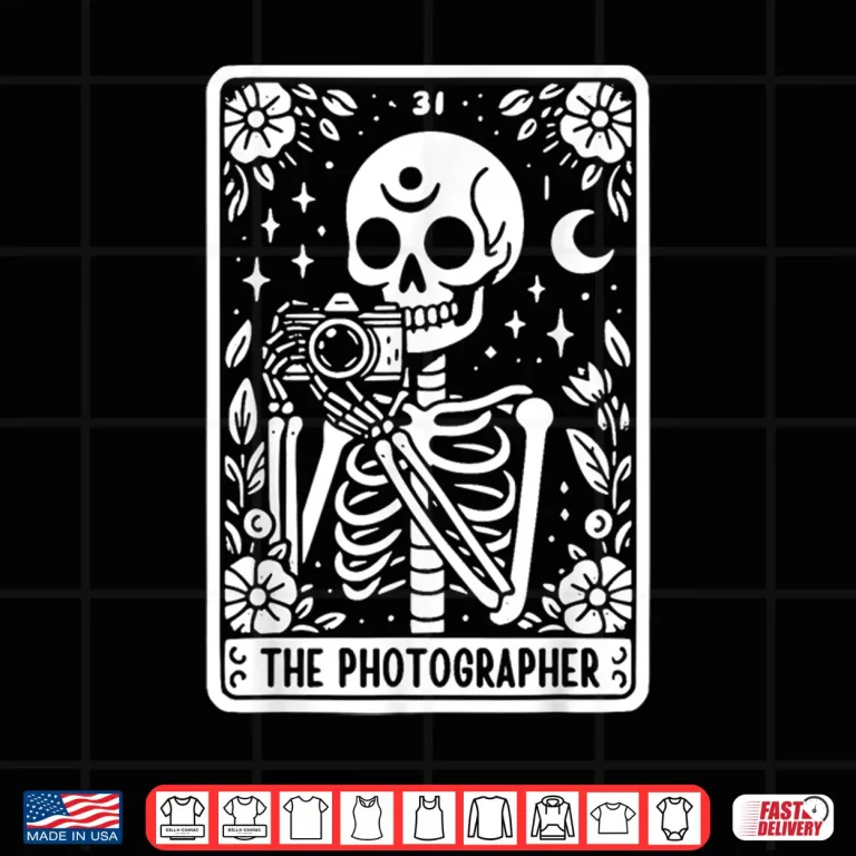 Design The Photographer Skeleton Tarot Card Cameraman Shirt 2