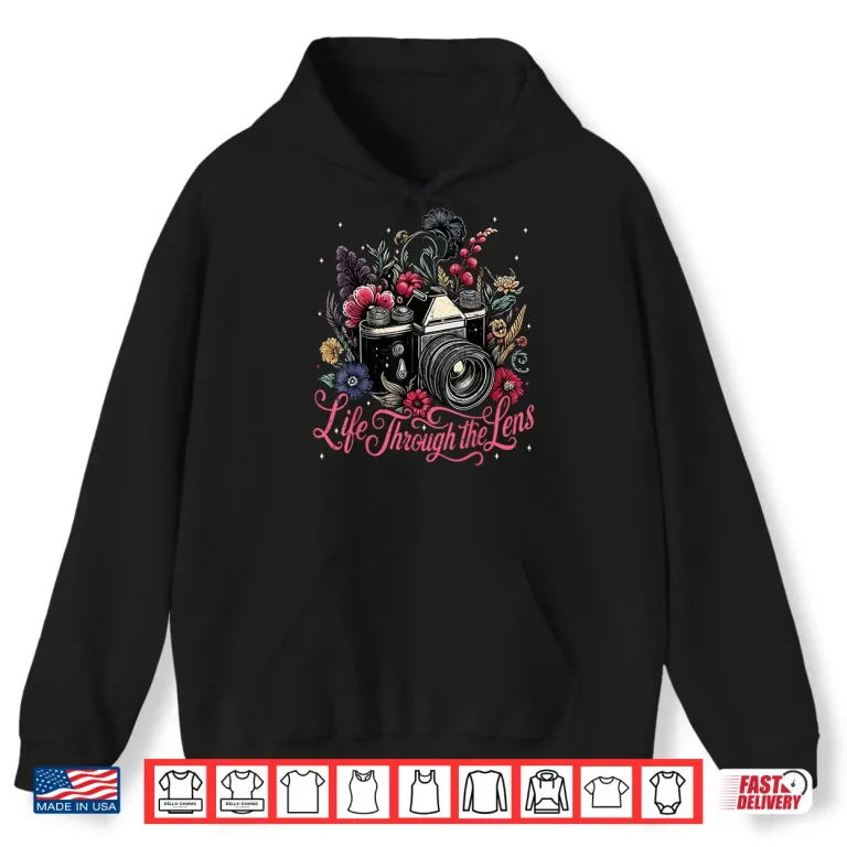Hoodie Womens Camera Flowers Graphic Photographer Holiday Shirt 3