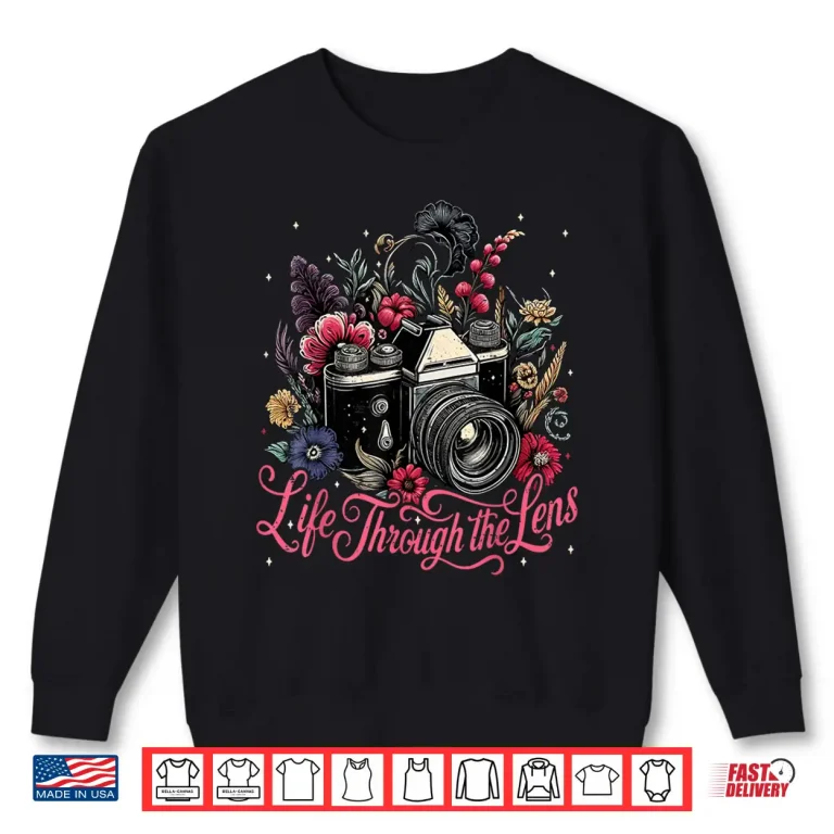 Sweatshirt Womens Camera Flowers Graphic Photographer Holiday Shirt 3