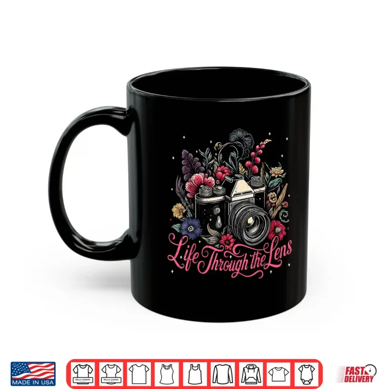 Mug Womens Camera Flowers Graphic Photographer Holiday Shirt 3