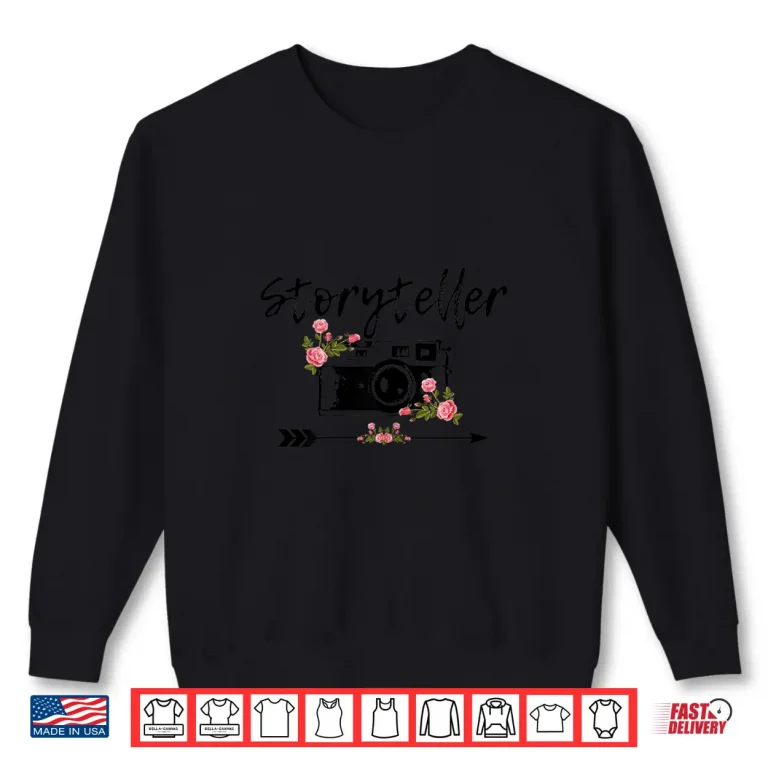 Sweatshirt Womens Photographer Storyteller Vintage Floral Camera Shirt 2