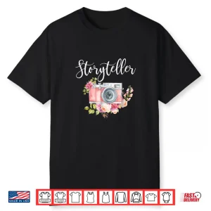 Photographer Gift For Women Storyteller Camera Flowers Shirt