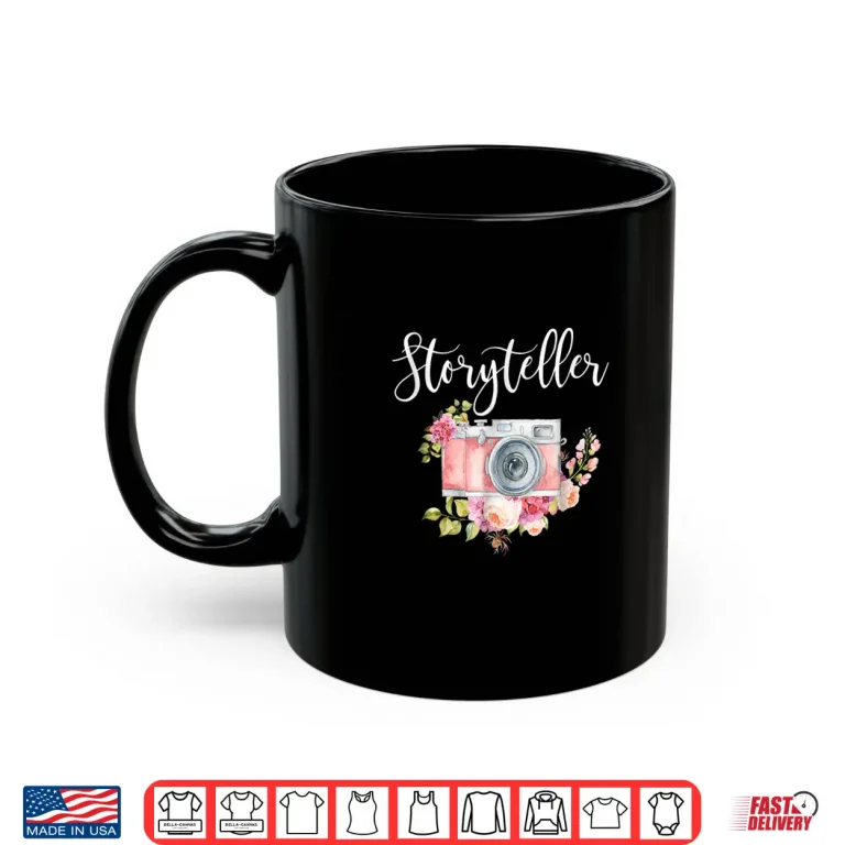 Mug Photographer Gift For Women Storyteller Camera Flowers Shirt 1