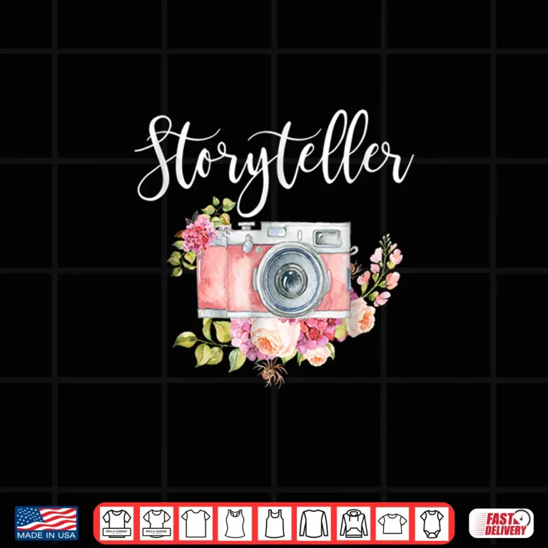 Design Photographer Gift For Women Storyteller Camera Flowers Shirt 1