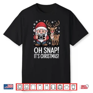 Funny Christmas Photographer Gnome Oh Snap It’S Christmas Shirt