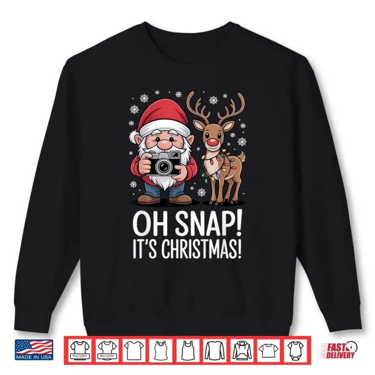 Sweatshirt Funny Christmas Photographer Gnome Oh Snap ItS Christmas Shirt