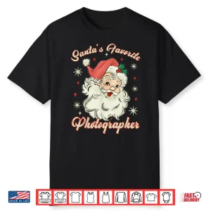 Santa’S Favorite Photographer Funny Christmas Santa Shirt
