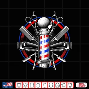 Design Funny Barber Barbershop Pole Tools Hairstylist Shirt